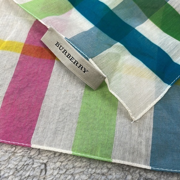 Burberry Lightweight Plaid Check Neck Scarf Sheer Chiffon Spring Summer - Picture 6 of 8
